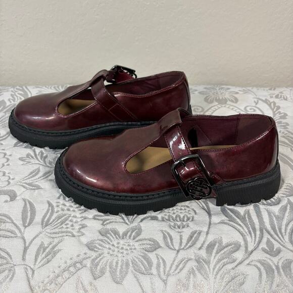 DAISY FUENTES Youth Girls Mary Jane Loafer Burgundy Sz 3 Preppy Dark Fairy Core - Picture 4 of 8